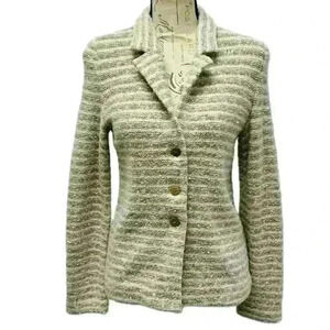 AMINA RUBINACCI Plaid Print Tweed Patter Button Down Blazer Size Small